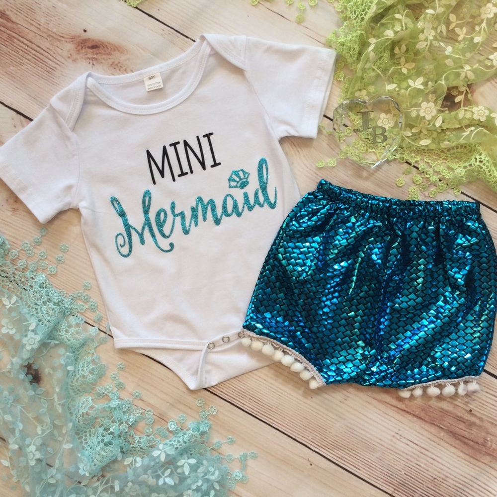 Boutique Baby Girl MINI MERMAID 2pc outfit
